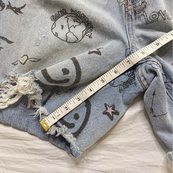 Wild Fable Graphic High Rise Distressed Denim Bermuda Shorts 100% Cotton Size 2 - Picture 12 of 12